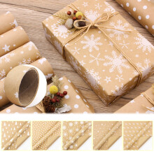 Rolo de Papel de Embrulho de Natal YZEGDCH, Kraft Dupla Face Jumbo, 99,8 x 43,4 cm, Estampa de Árvore/Floco de Neve – Compatível com Todos os