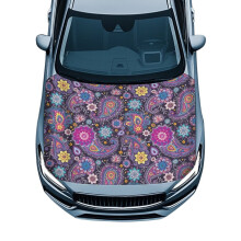 Car Hood Cover Stretchable Car Hood Cover Protection Washable Purple Ethnic Floral Hoods Wrap Blanket for Cars Hoods Decoration and Protection Covers