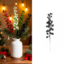 Artificial Berry Stems Christmas Tree Decor Set of 1 Black Berry Picks for Holiday Floral Arrangements Winter DIY Home Centerpieces