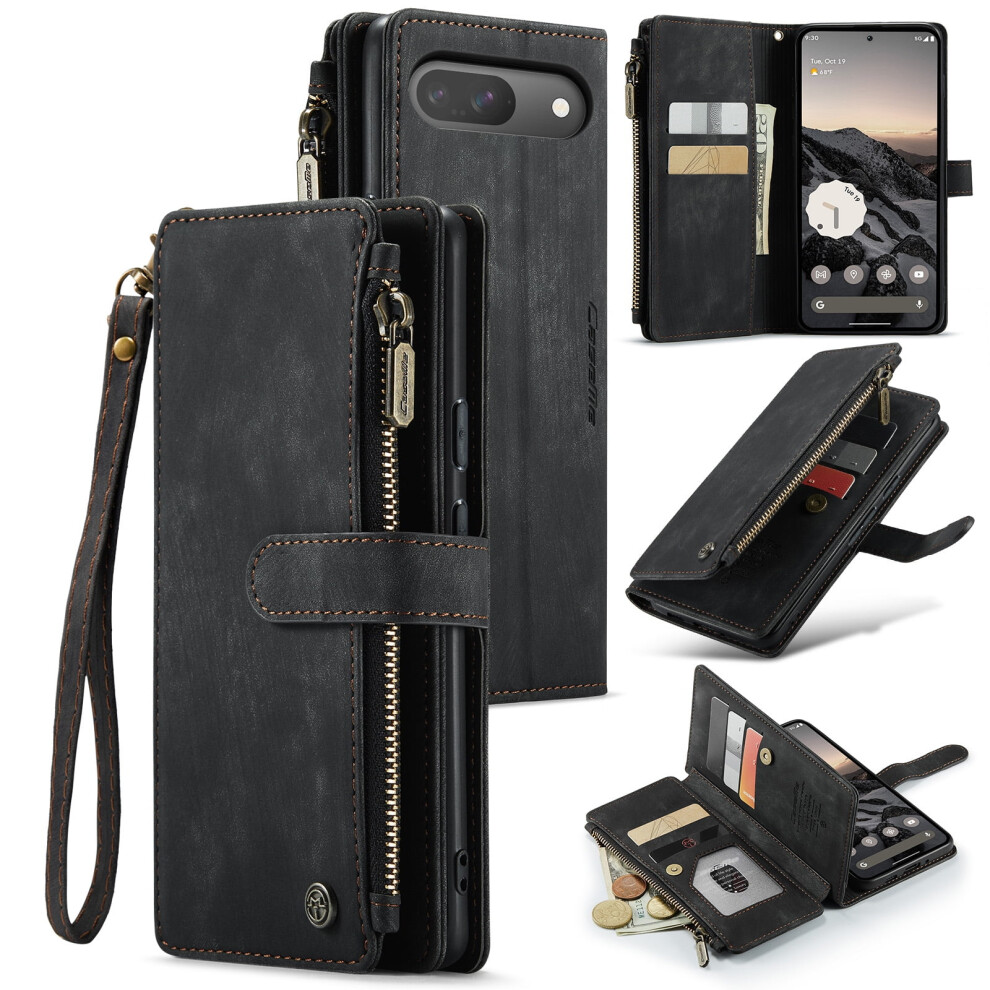 Caseme Wallet Case For Google Pixel 9 / 9 ProâPu Leather, Magnetic Flip, Lanyard, Zipper Card Holder, Compatible With Pixel 9/9 Pro 6.3" 9193271118558