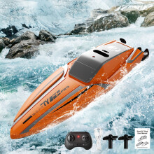 Fast RC Boat for Kids & Adults – High-Speed Racing Boat for Pools/Lakes, Birthday/Christmas/Halloween/Easter Gift – Orange, Compatible with 2.4GHz