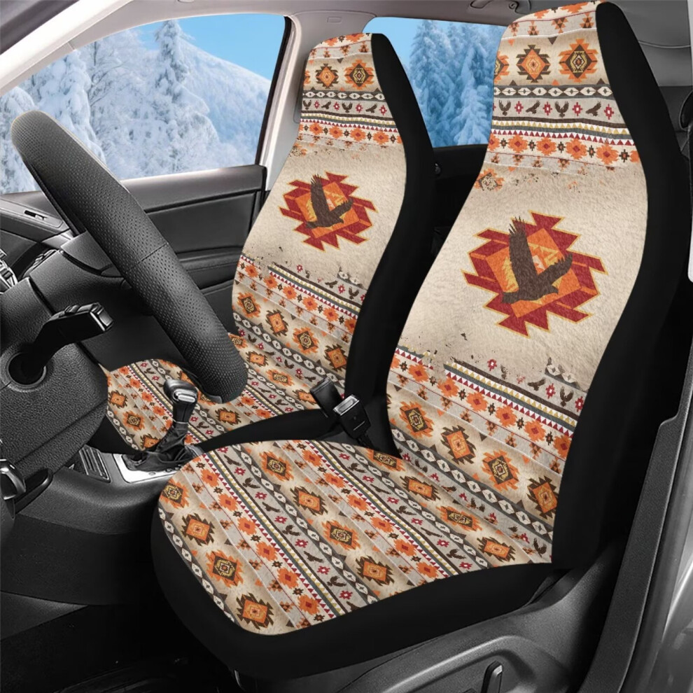 Auto Front Seat Covers (2 Pcs), Highback, Non-Slip Aztec/Tribal/Eagle Design, Universal Fit For Suvs, Sedans, Trucks Â Compatible With Most Cars Coral 9193271118824