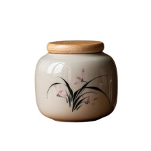Household Small Hand-painted Tea Canister With Bamboo Lid Vintage Ceramic Sealed Storage Jar For Tea, Spices And Candy
