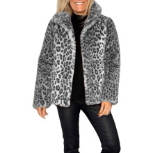 Damen-Wintermantel mit Leopardenmuster, mittellang