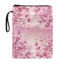 Cherry Blossom Zipper Pouch & Retro Book Cover, 11.48.66", Polyester Book Organizer Holder for Librarian