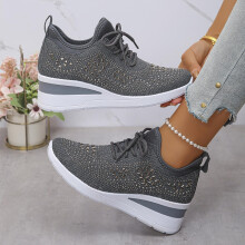 Sneakers con zeppa da donna Willtoo con glitter e strass, scarpe con plateau ortopediche in mesh traspirante – Adatte per matrimoni/occasioni