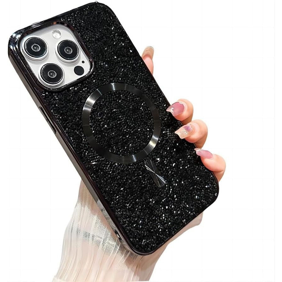 Iphone 12 Pro Electroplated Glitter Rhinestone Case Black 913211587515