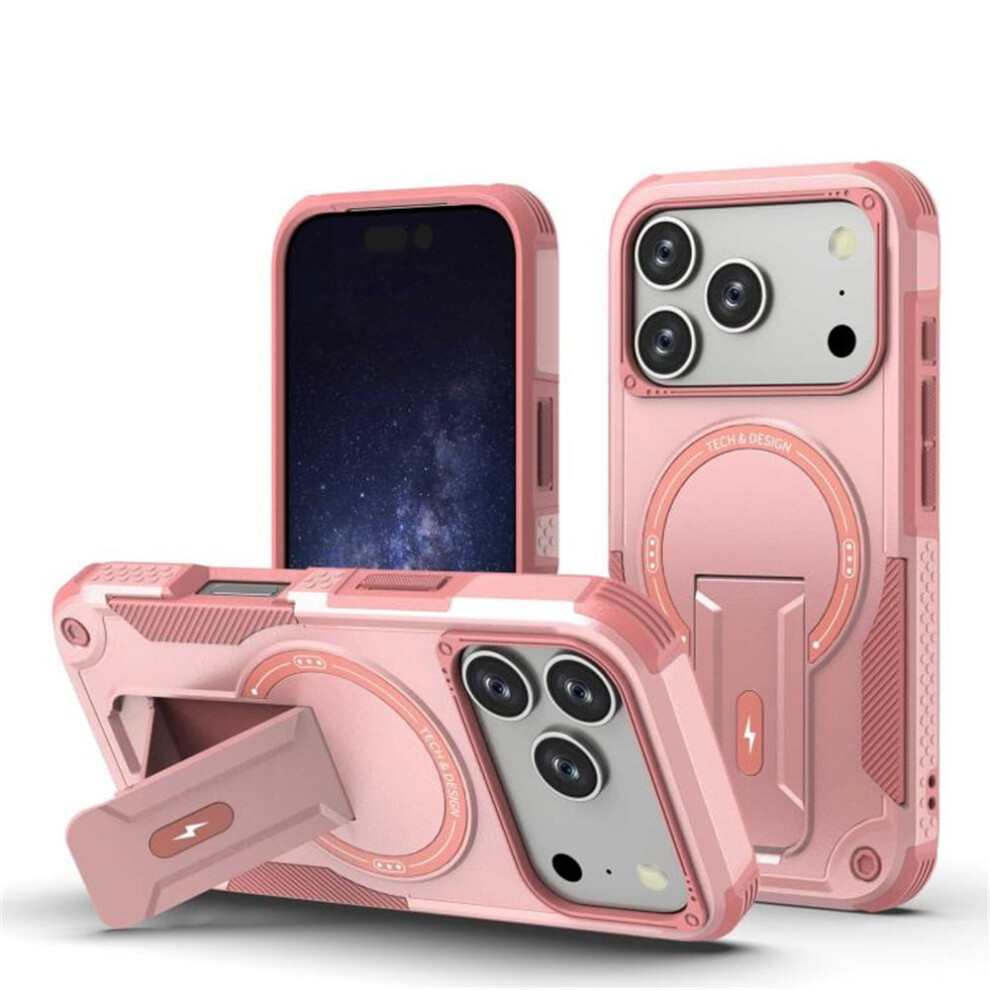Magnetic Case For Iphone 17 Pro 6.3", Magsafe Compatible, Invisible Kickstand, Rugged Shockproof, Pink 9327961763265