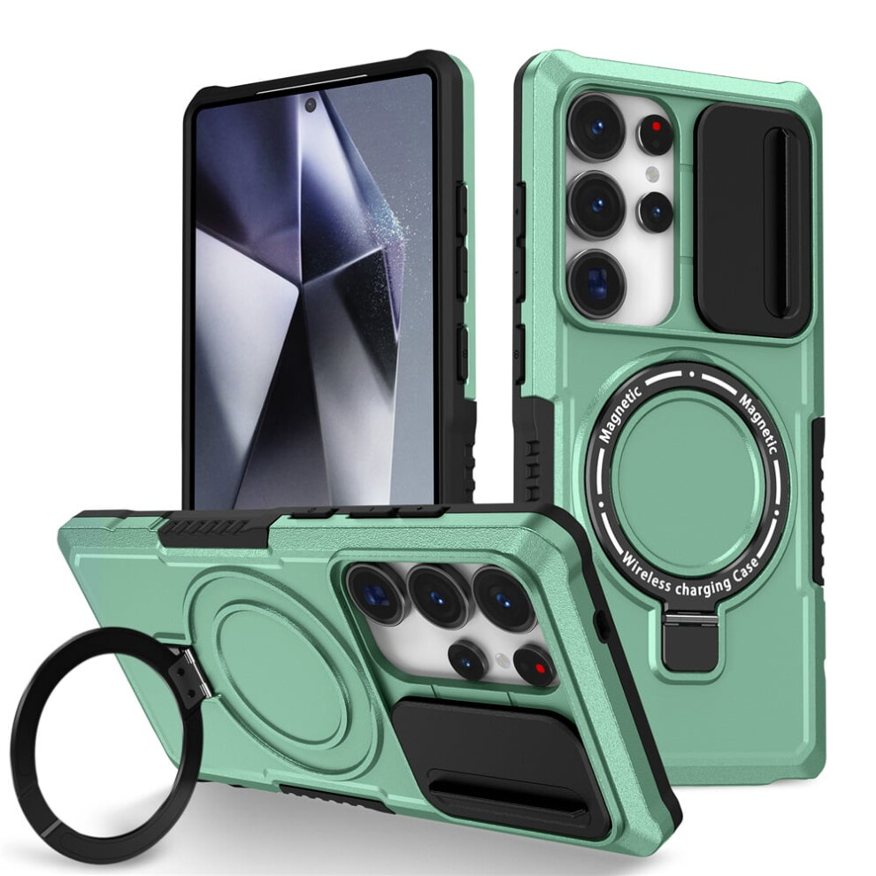 Case For Samsung Galaxy S25 Ultra 6.9" Â Sliding Camera Cover, Magsafe Compatible, Shockproof, Kickstand & Ring Holder, Light Blue 9353595673601