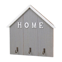 Wooden House-Shaped Wall Key Holder with 3 Hooks, Rustic Farmhouse Decor, Compatible with Home Entryway Organization