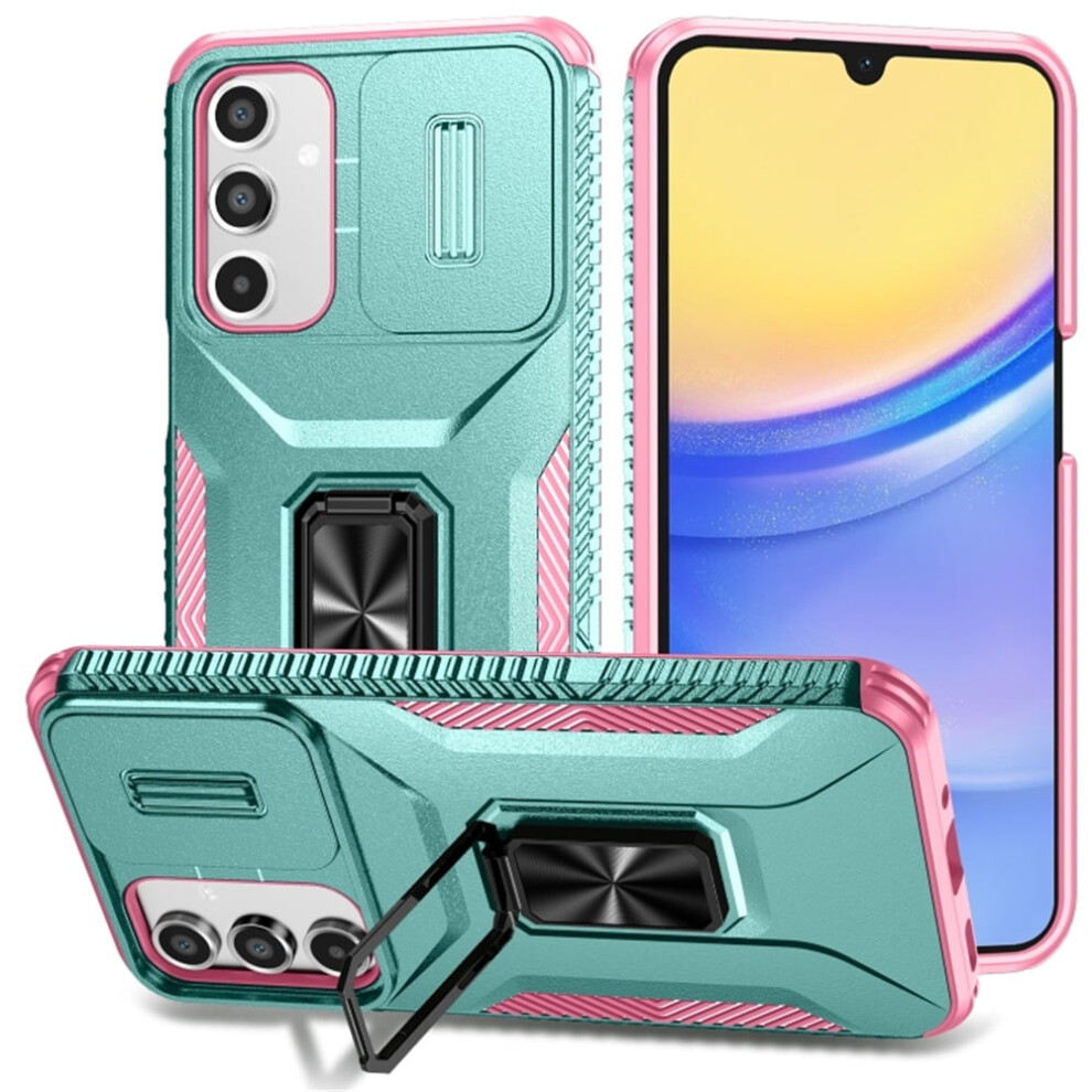 Slim Fit Shockproof Hybrid Case For Samsung Galaxy A16 6.7" Â Military-Grade, Slide Camera Cover & Rotated Ring Kickstand, Grey Green Green,Grey 9353595673045