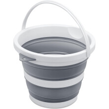 Small Collapsible Bucket 1.3 Gal/5L, BPA-Free, Portable & Space-Efficient – for Camping, Car Wash, Fishing, Outdoor Use – Grey
