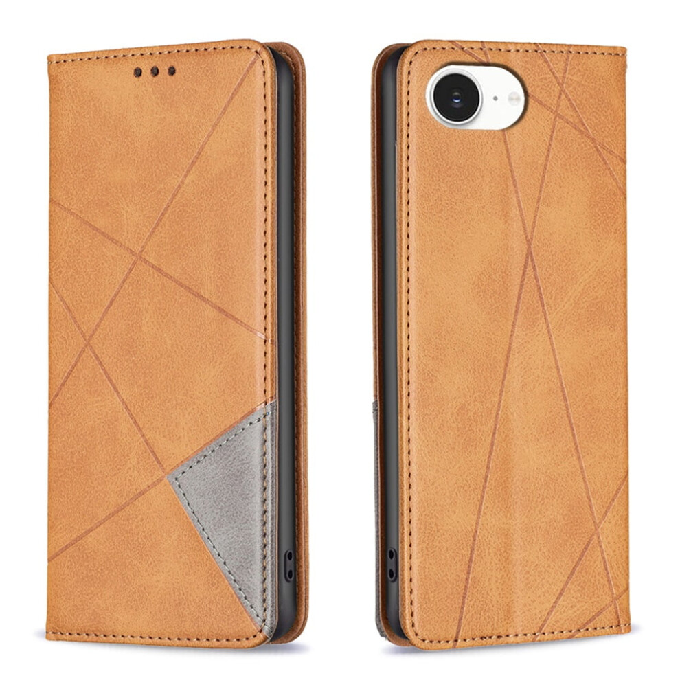 Rhombus Flip Wallet Case For Iphone 16E Â Leather, Magnetic Closure, Card Holder, Shockproof, Kickstand, Yellow 9327961764330