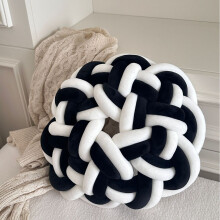 Round Knot Pillow Black and White 13.8 Inch 1 Piece