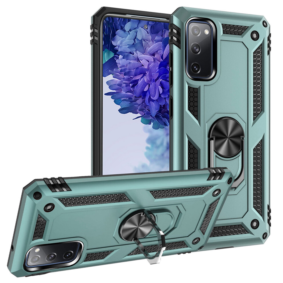 Compatible With Samsung Galaxy S20 Fe Case Â 360 Rotating Ring Holder, Rugged Shockproof Magnetic Car Mount & Kickstand, Deep Green 9353595676268