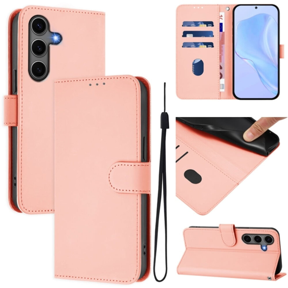 Wallet Case Compatible With Samsung Galaxy S25 5G Â Pu Leather Flip Folio, Magnetic Closure, 3-Card Slot & Wrist Strap, Pink 9353595674417