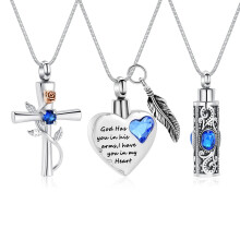 3 Pcs Cremation Jewelry Heart / Cylinder / Rose Flower Urn Necklace Ashes Cremation Jewelry Stainless Steel Memorial Pendants Gift Funeral Ash Holder