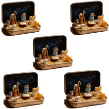 Mini Christmas Nativity Set Religious Decoration 5 Pieces