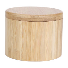 Exquisite Craftsmanship Carbonized Bamboo Salt Container, Natural Bamboo Spice Storage For Easy One-Hand Access, Multi-Purpose Seasoning Box Suitable