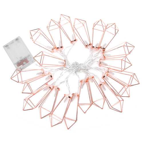 20LED Rose Gold Geometric String Lights for Indoor Decor, 3AA Batteries 1