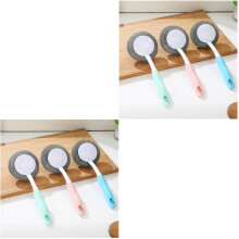6St Praktische Pot- En Afwasborstels Rvs Met Antislip Handvat Assorti