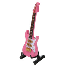 10cm Pink Mini Guitar Model Ornament Display & Storage Box for Dollhouse Decor