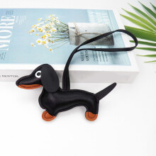 Seun Mála Ainmhithe 3T - Eochairshlabhra Madra Wiener Líonta Plush do Mhná/Cailíní, Bronntanas Faiseanta Leathar PU do Leannán Madra, Maisiú