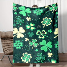 Manta de flanela Lucky Clover - Reversível, aconchegante para todas as estações, ideal para sofá, cama, camping e viagens, lavável à máquina,