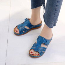 Sandali ortopedici da donna Willtoo con supporto plantare, zeppa a punta aperta per l'estate - Blu, taglia US-8 (EU-40)