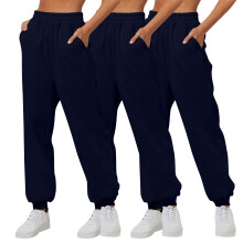 Set van 3 dames joggingbroeken: rechte pijpen, losse pasvorm, elastische tailleband met trekkoord, casual joggingbroek met zakken.