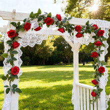 Wanddecoratie van rotan met 16 rozen in imitatie, romantische bloemendecoratie voor Valentijnsdag, bruiloften, eetkamer en een gezellige familiesfeer.