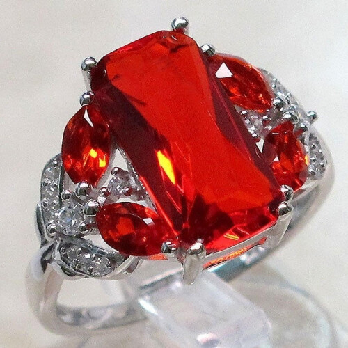 Ruby Sapphire Ring in 925 Sterling Silver, Size 6-10