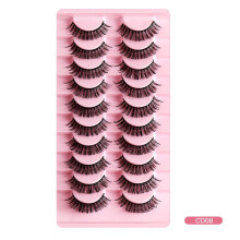 Russische Wimpern mit großem Bogen, 10 Paar – Dicke, natürlich wirkende, geschwungene Kunstwimpern, geeignet für tägliches Make-up und