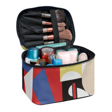 Geometrische kleurendoos draagbare make-uptassen met grote capaciteit, ideaal als cadeau voor mama. Draagbare en duurzame houder voor make-upkwasten.