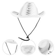 Western Hats for Women Silver Fabric LED 1Pcs 15.0X11.4X4.3in