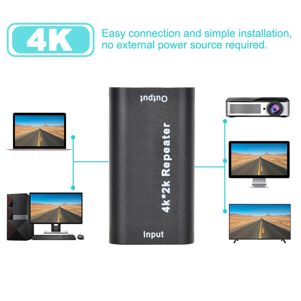 4K*2K Hdtv Signal Amplifier 40M Female To Female Repeater Adapter Black 9431393258135