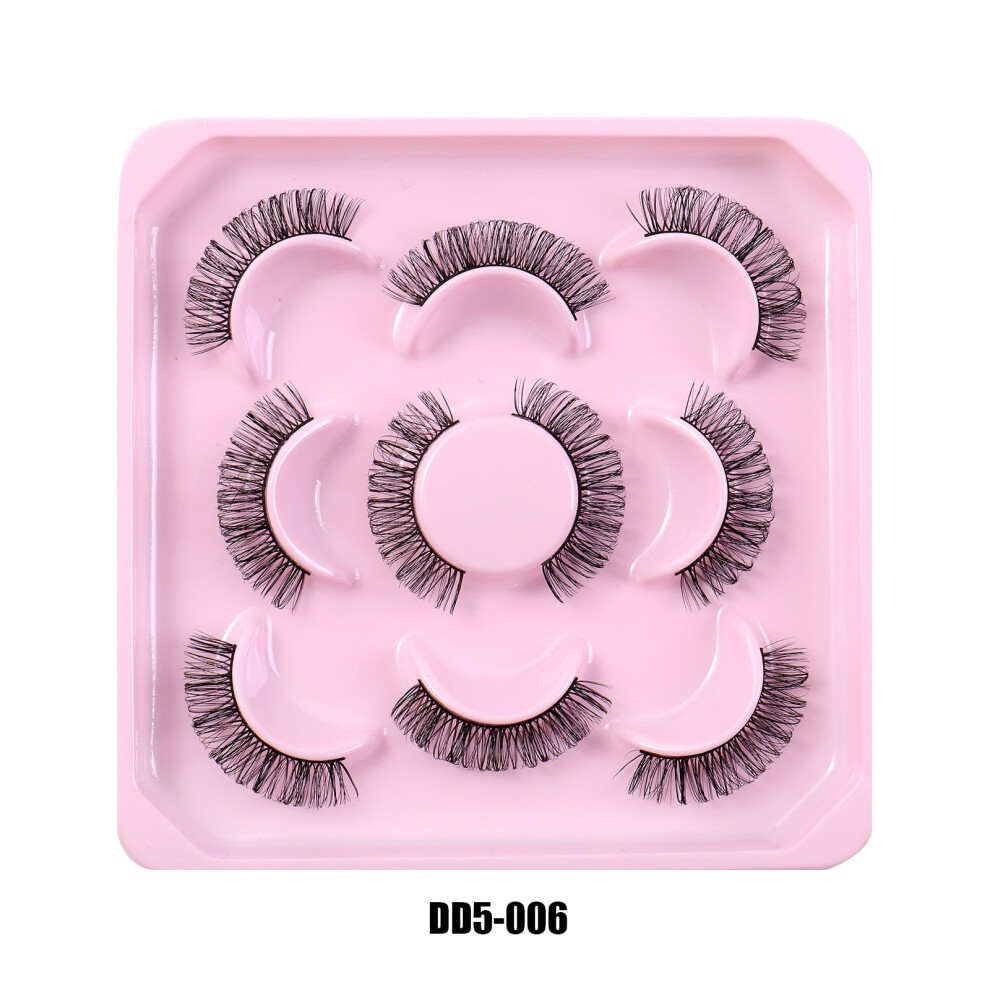 5 Pairs Russian Curl D-Curve False Eyelashes - Thick Curly Lashes, Voluminous Look for Daily & Party Makeup