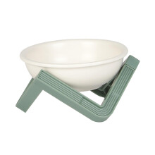Comedero y bebedero portátil de cerámica para gatos con soporte, compatible con perros y gatos pequeños, color verde.