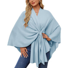 Elegant sjal med myk åpen poncho-genser, elegant ensfarget kappesjal for kvinner for vår, høst og vinter