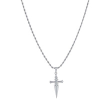 Säädettävä köysikaulakoruriipus metalliristikuviolla, tyylikäs lahja, joka sopii sekä miehille että naisille., Hopea