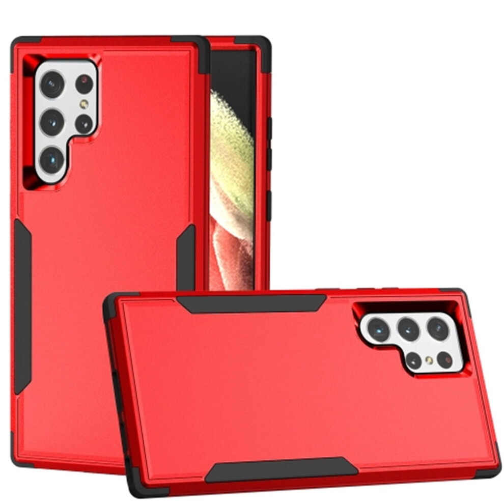 Heavy Duty 3-Layer Bumper Case For Samsung Galaxy S22 Ultra 5G 6.8", Shockproof & Dropproof, Full Rubber Armor, Red 9482726160366
