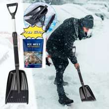 HJuyYuah Snow Shovel for Car, Detachable Push Shovel 33.85", Thickened & Enlarged, Includes 1PC Pet-Safe Ice Melt, Compatible with SUVs & Sedans