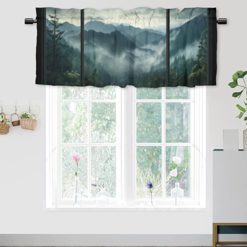 Cortina de janela Misty Forest, estilo rústico, 137 x 46 cm (54 x 18 polegadas), em madeira, ideal para cozinha, sala de estar, banheiro e quarto