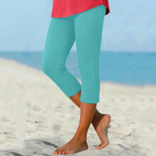 Női capri leggings2026Lezser cipzáras, térdig érő, rövid nadrág, nyári, kényelmes, rugalmas leggings, égkék capri nadrág nőknek