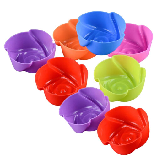 Διακοσμητικά ποτήρια σιλικόνης Stri8pcs, καλούπια κέικ σε σχήμα τριαντάφυλλου,