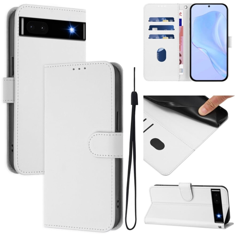 Wallet Case Compatible With Google Pixel 6A Â Pu Leather Flip Folio With Magnetic Closure, 3 Card Slots & Wrist Strap, White 9482726160809