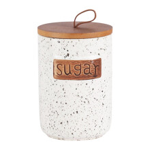 Ceramic Storage Canister with Airtight Wooden Lid Farmhouse Modern Ceramic Jar sugar