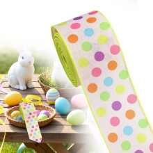 Oster-Frühlings-Pastellfarbene Drahtbandrollen – Hasenmotiv, dekorative Geschenkverpackungs- und Bastelbänder, passend zur Osterdekoration