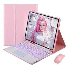 Slim 7-color backlit keyboard case compatible with iPad Air 13" (M2, 2024) & iPad Pro 12.9" (3rd–6th Gen); detachable touchpad, mouse, built-in pen