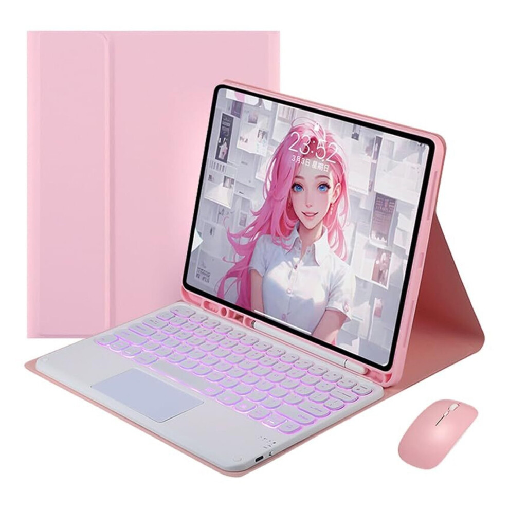 Slim 7-Color Backlit Keyboard Case Compatible With Ipad Air 13" (M2, 2024) & Ipad Pro 12.9" (3Rdâ6Th Gen); Detachable Touchpad, Mouse, Built-In Pen 9482726165040
